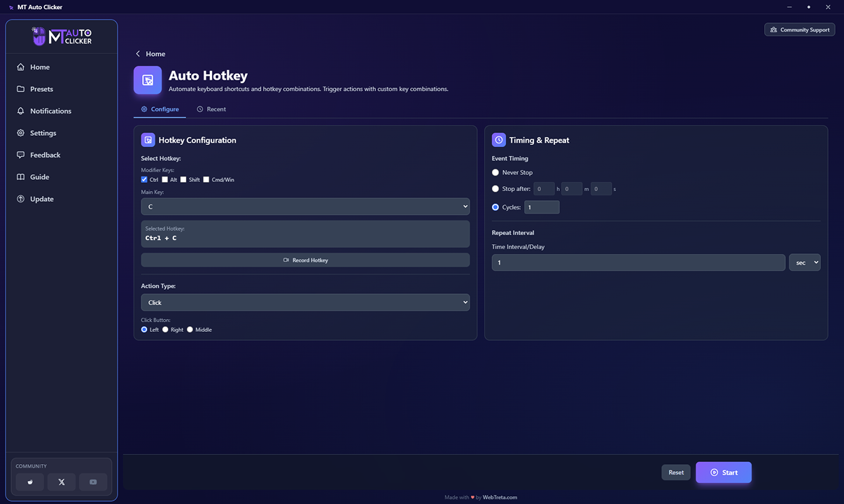 Auto Hotkey Setup screen